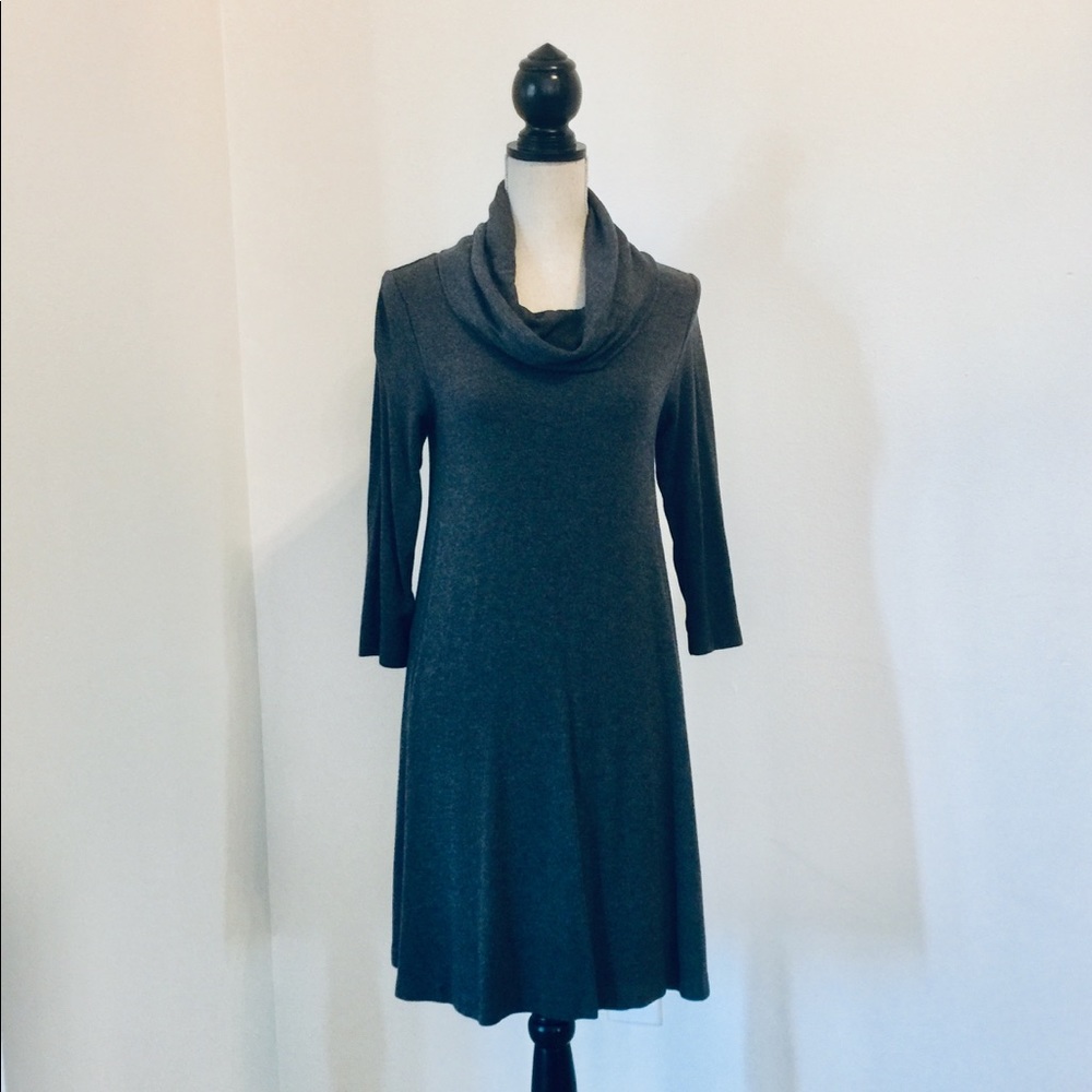 Adrienne Vittadini Gray Cowl Neck A-line Dress size S